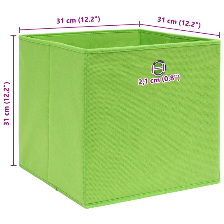 Cutii depozitare, 10 buc., verde, 32x32x32 cm, textil