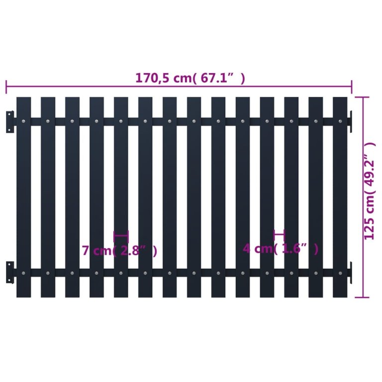 Panou de gard antracit 170,5 x 125 cm oțel vopsit electrostatic