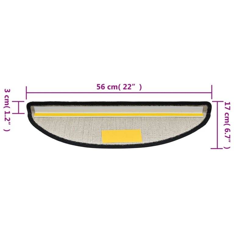 Covorașe pentru trepte scară, 15 buc., antracit, 56x17x3 cm