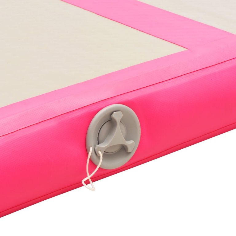 Saltea gimnastică gonflabilă cu pompă roz 800x100x10cm PVC