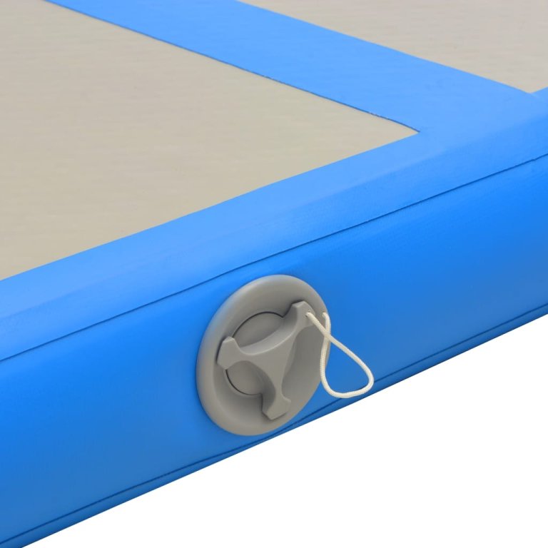 Saltea gimnastică gonflabilă cu pompă albastru 500x100x10cm PVC