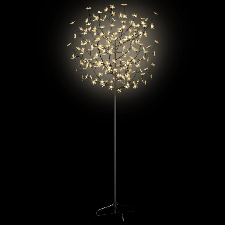 Pom Crăciun, 200 LED-uri alb cald, flori de cireș, 180 cm