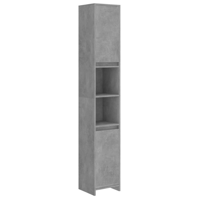 Dulap de baie, gri beton, 30x30x183,5 cm, lemn prelucrat