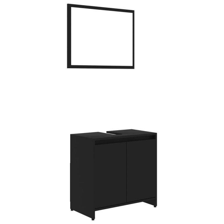 Set mobilier de baie, negru, PAL