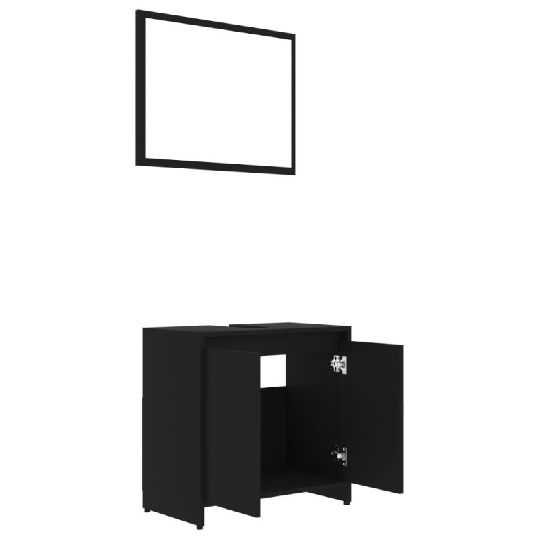 Set mobilier de baie, negru, PAL