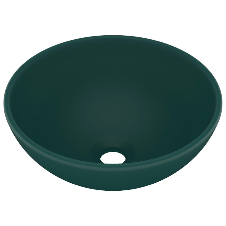 Chiuvetă baie lux verde închis mat 32,5x14 cm ceramică rotund