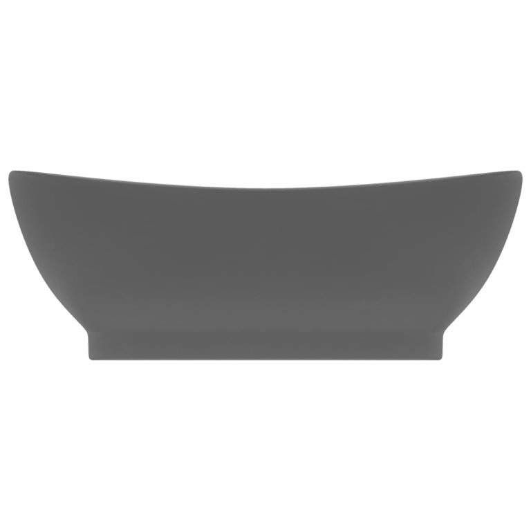 Chiuvetă lux cu preaplin gri închis mat 58,5x39cm ceramică oval