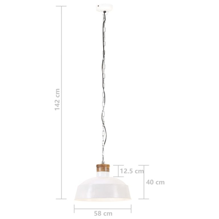 Lampă suspendată industrială, alb, 58 cm, E27