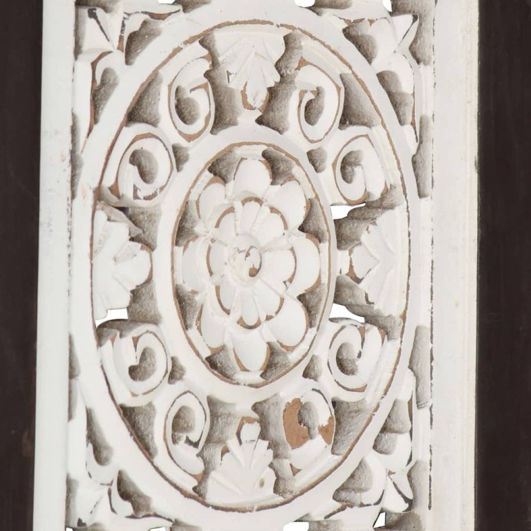 Panouri perete sculptate manual, maro și alb, 60x60x1,5 cm, MDF