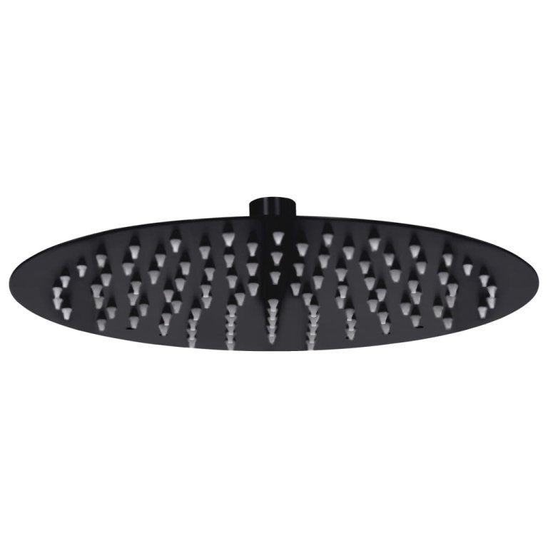 Cap de duș tip ploaie rotund, negru, 25 cm, oțel inoxidabil