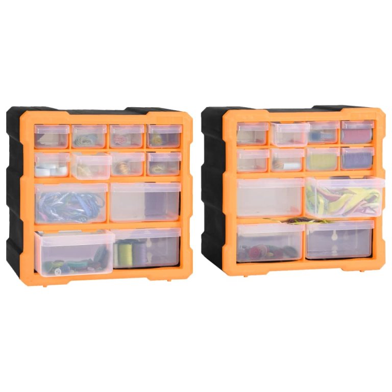 Organizatoare cu 12 sertare, 2 buc., 26,5 x 16 x 26 cm