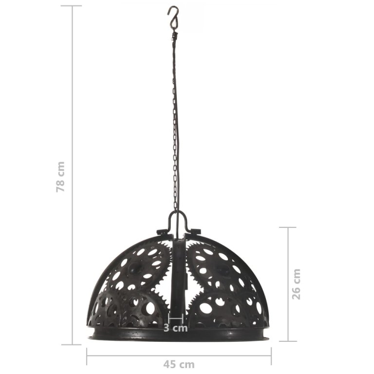 Lampă de tavan industrială cu lanț, model roată, 45 cm, E27