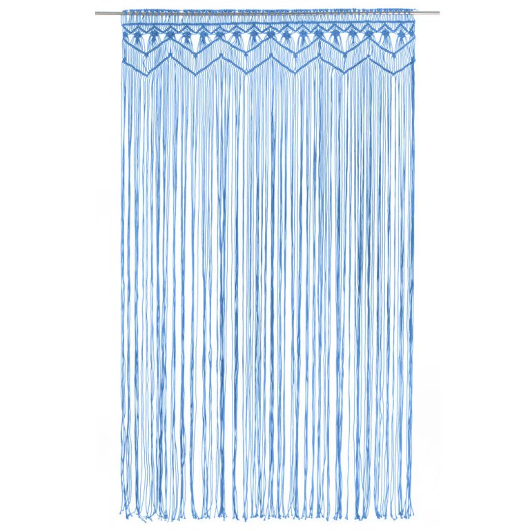 Perdea macrame, albastru, 140 x 240 cm, bumbac