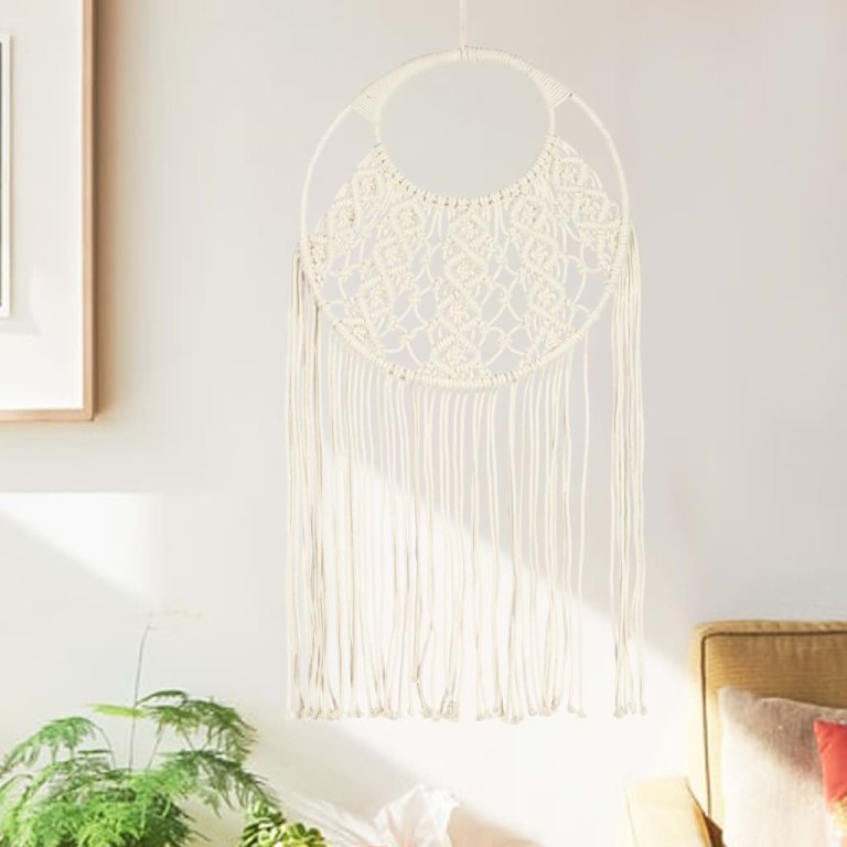 Cuier de perete din macrame, 40x80, bumbac