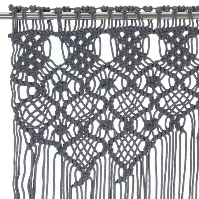 Perdea macrame, antracit, 140 x 240 cm, bumbac