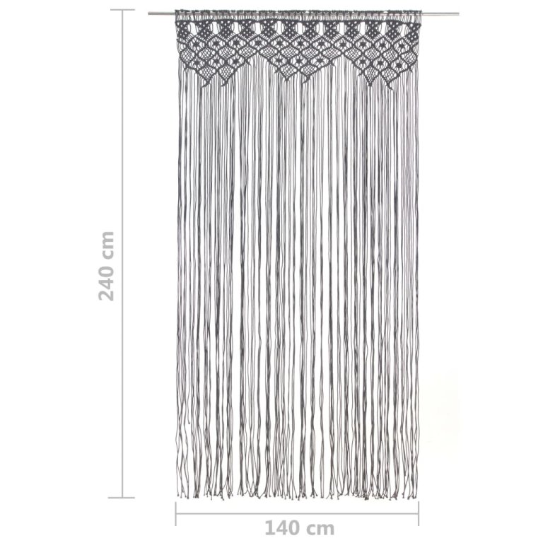 Perdea macrame, antracit, 140 x 240 cm, bumbac