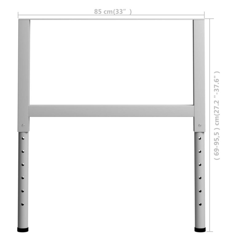 Cadre banc lucru reglabile, 2 buc., gri, 85x(69-95,5) cm, metal