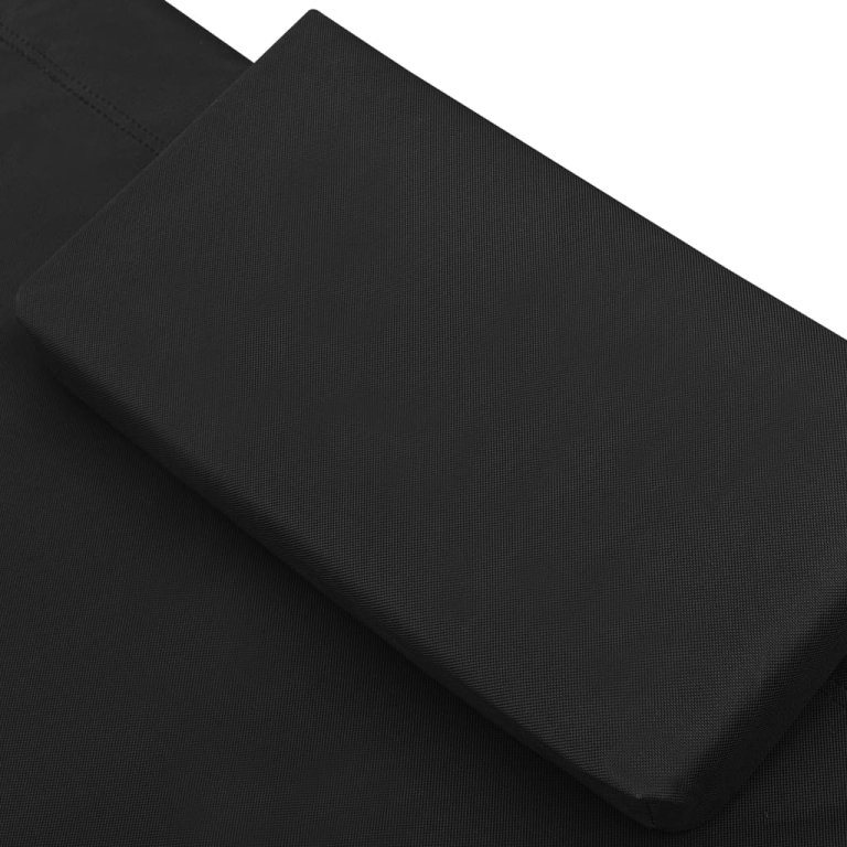 Pat șezlong de exterior, negru, material textil