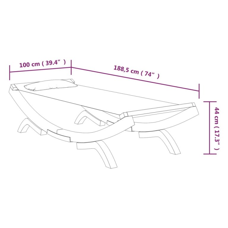 Pat de exterior, antracit, 100x188,5x44 cm, lemn masiv curbat