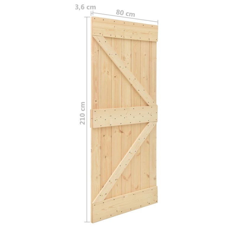 Ușă glisantă cu set feronerie, 80 x 210 cm, lemn masiv de pin