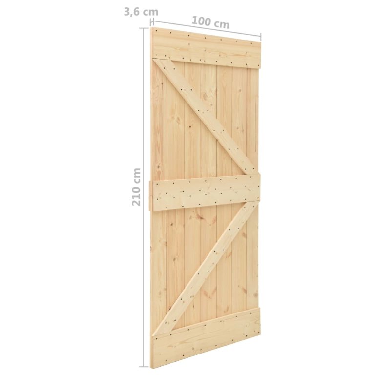 Ușă glisantă cu set feronerie, 100x210 cm, lemn masiv de pin