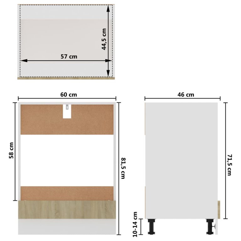 Dulap de cuptor, stejar Sonoma, 60x46x81,5 cm, lemn prelucrat