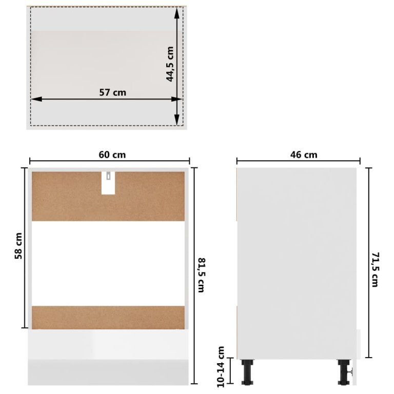 Dulap de cuptor, alb extralucios, 60x46x81,5 cm, lemn prelucrat