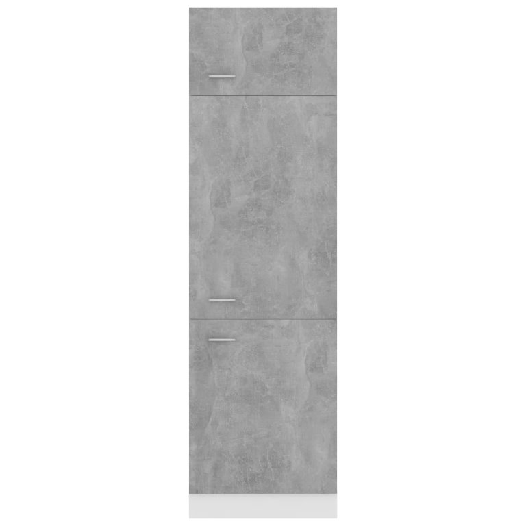 Dulap frigider, gri beton, 60 x 57 x 207 cm, lemn prelucrat