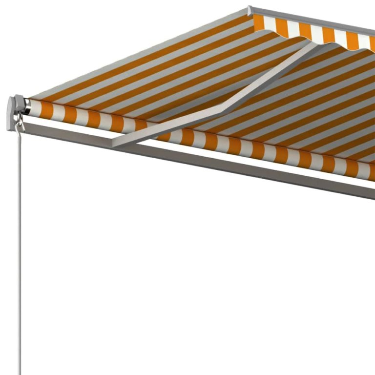 Copertină autonomă retractabilă automat galben&alb 450x300 cm