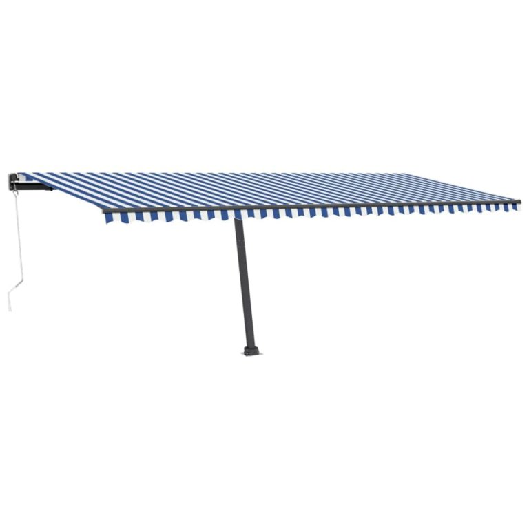 Copertină autonomă retractabilă automat albastru/alb 600x300 cm