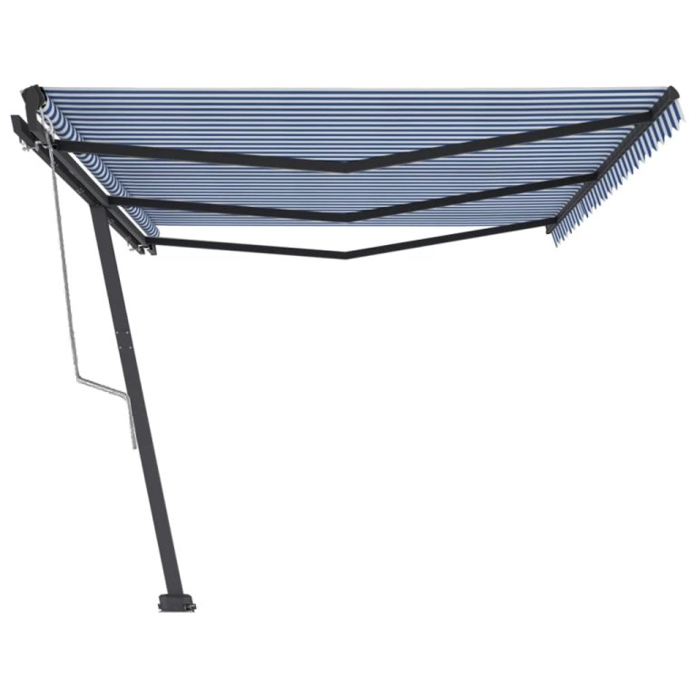 Copertină autonomă retractabilă automat albastru/alb 600x300 cm