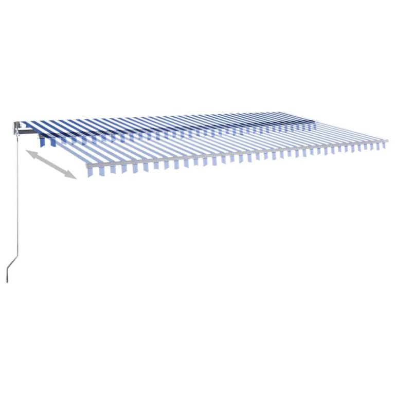 Copertină autonomă retractabilă automat albastru/alb 600x300 cm