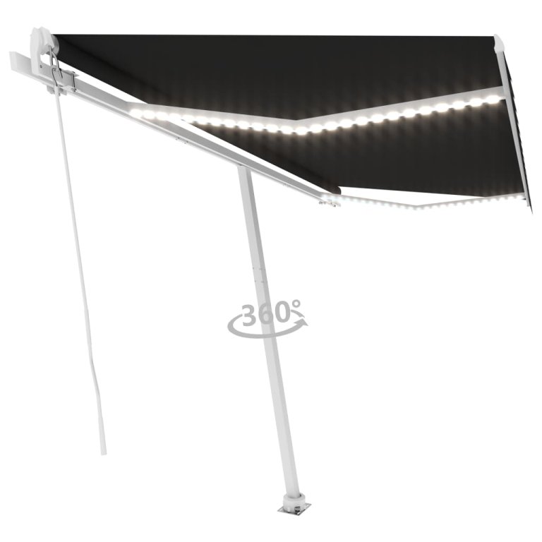 Copertină retractabilă manual cu LED, antracit, 400x350 cm