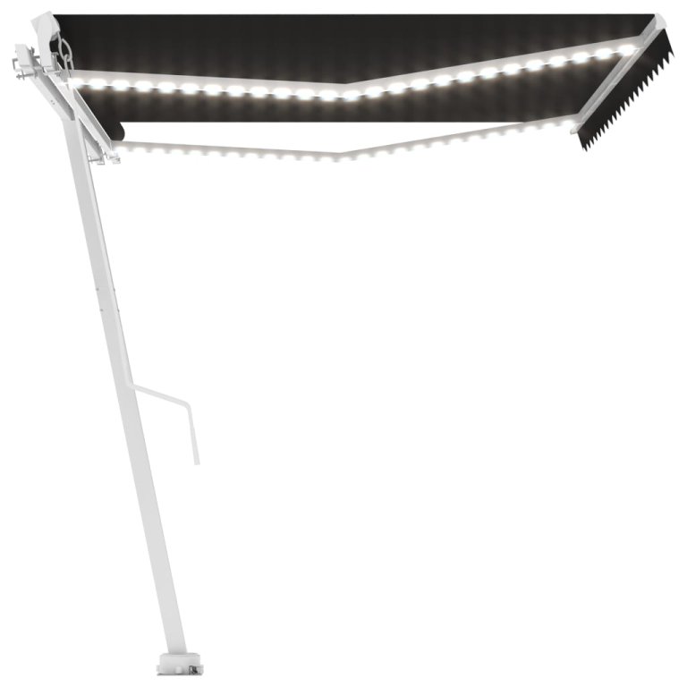 Copertină retractabilă manual cu LED, antracit, 400x350 cm