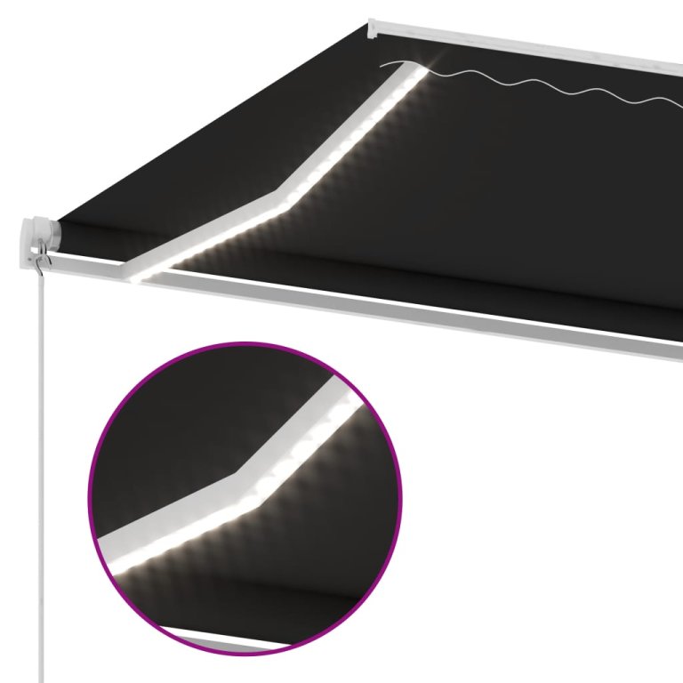 Copertină retractabilă manual cu LED, antracit, 400x350 cm