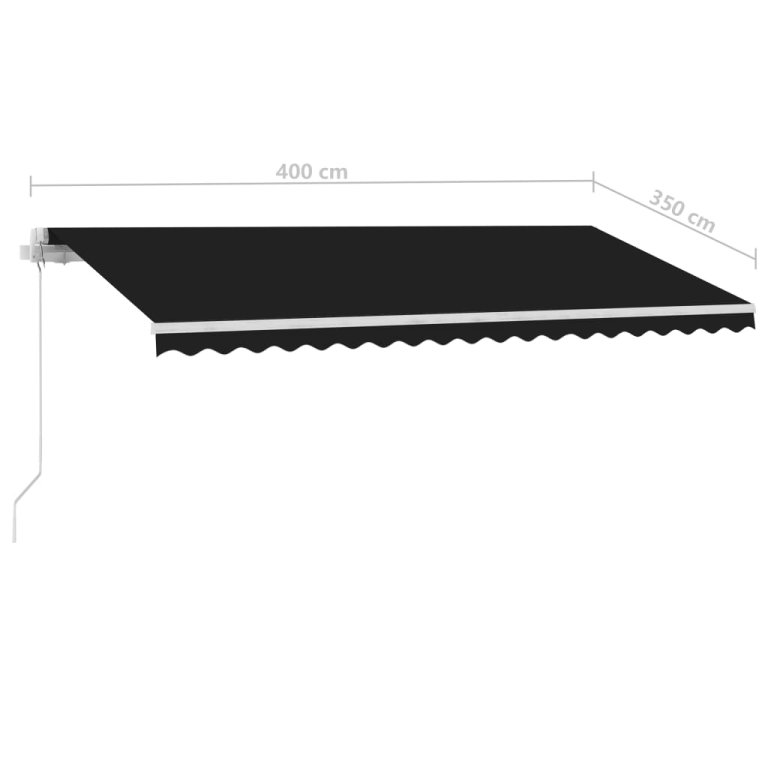 Copertină retractabilă manual cu LED, antracit, 400x350 cm