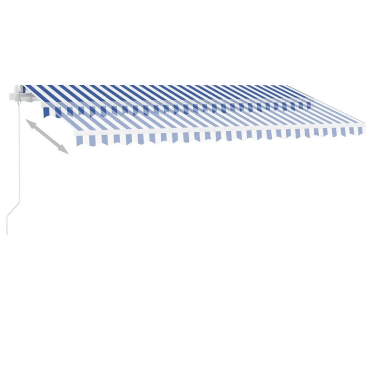 Copertină retractabilă manual cu LED, albastru & alb 400x300 cm