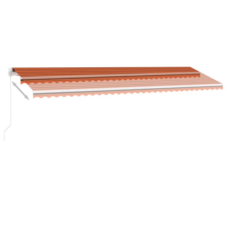 Copertină retractabilă manual, LED, portocaliu&maro, 600x300 cm