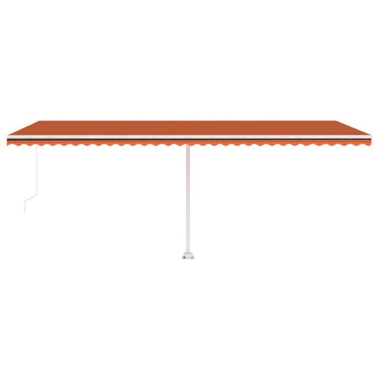 Copertină retractabilă manual, LED, portocaliu&maro, 600x300 cm