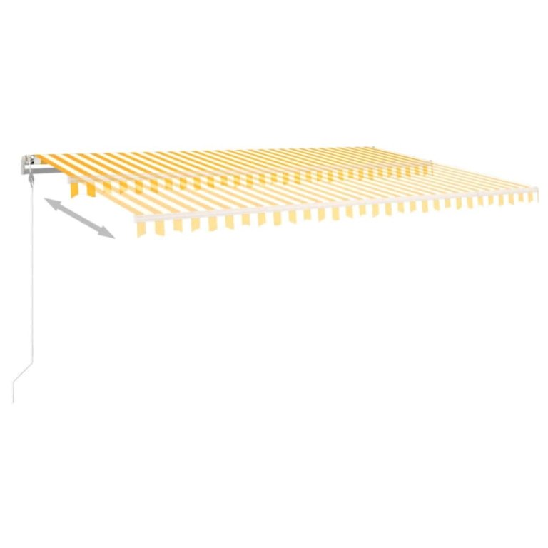 Copertină retractabilă manual, cu LED, galben și alb, 5x3 m