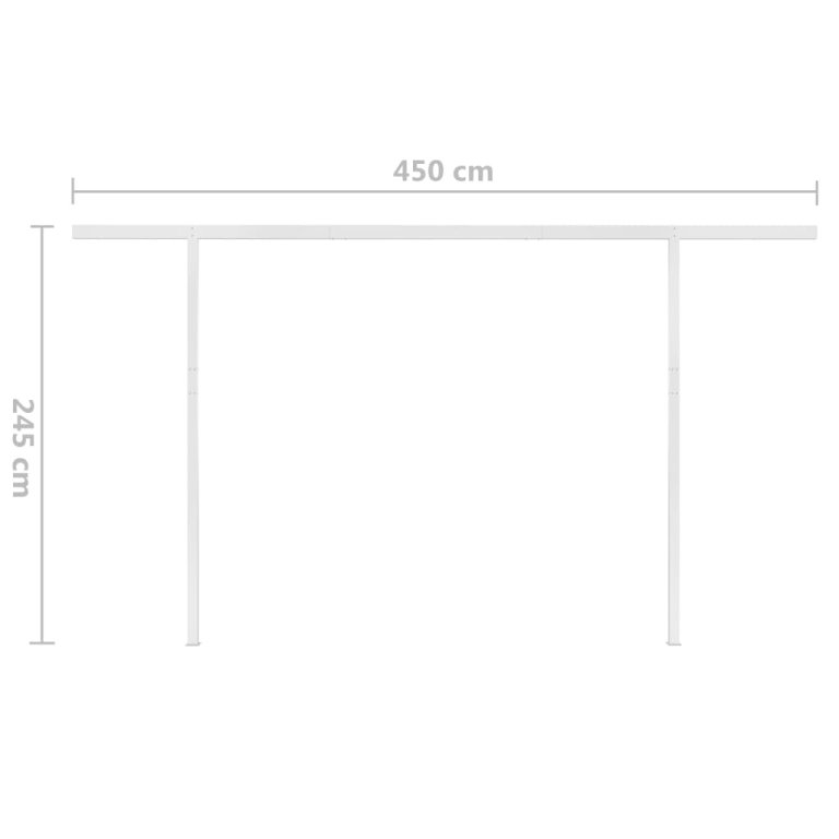 Copertină retractabilă manual, cu LED, galben și alb, 5x3 m