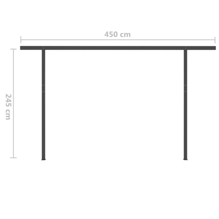 Copertină retractabilă manual, cu LED, albastru & alb 4,5x3 m