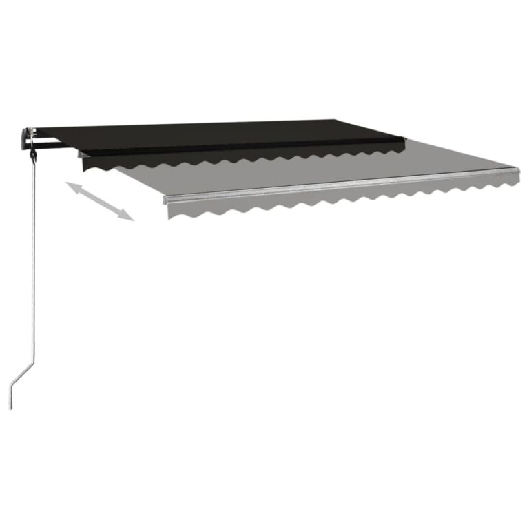 Copertină retractabilă manual, cu stâlpi, antracit, 4x3,5 m