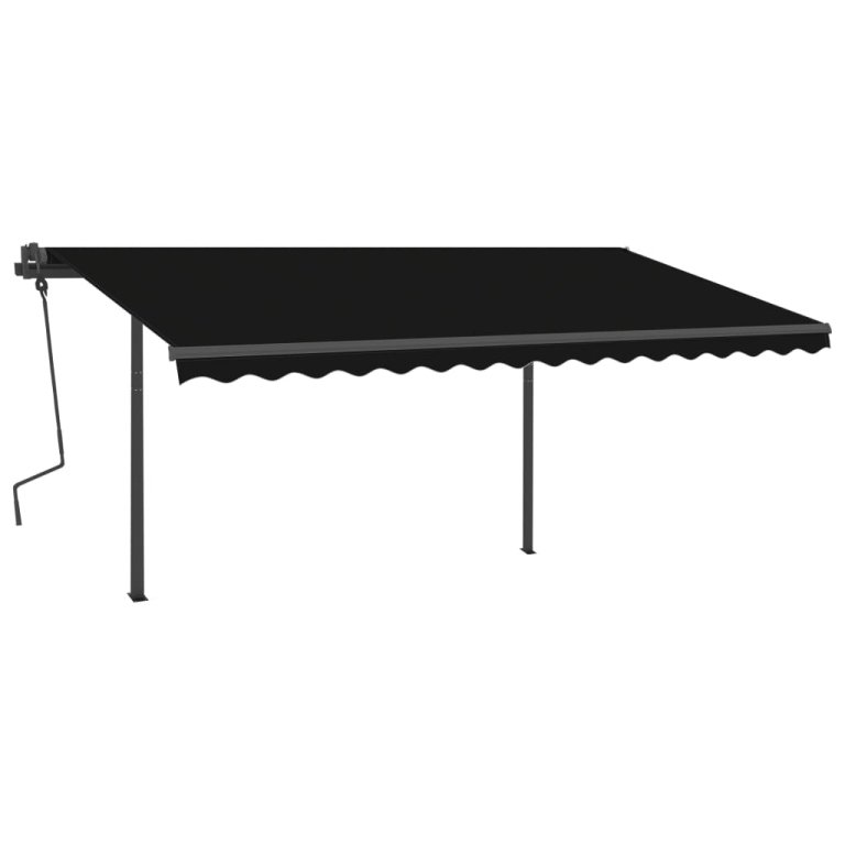 Copertină retractabilă manual, cu LED, antracit, 4,5x3,5 m