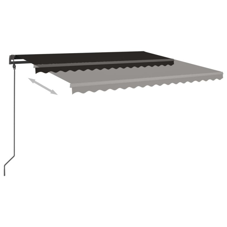 Copertină retractabilă manual, cu LED, antracit, 4,5x3,5 m