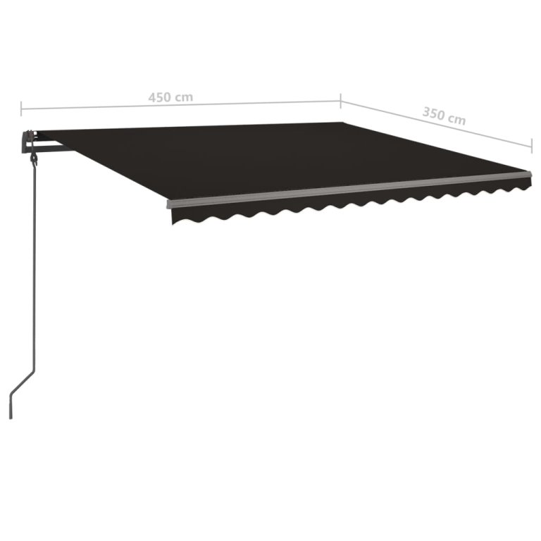 Copertină retractabilă manual, cu LED, antracit, 4,5x3,5 m