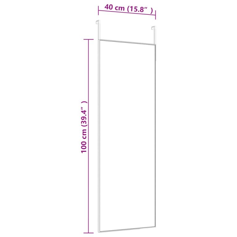 Oglindă pentru ușă, auriu, 40x100 cm, sticlă și aluminiu