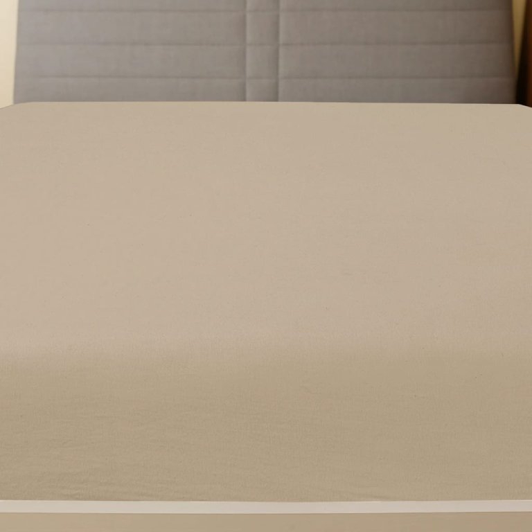 Cearșaf de pat cu elastic, gri taupe, 90x200 cm, bumbac