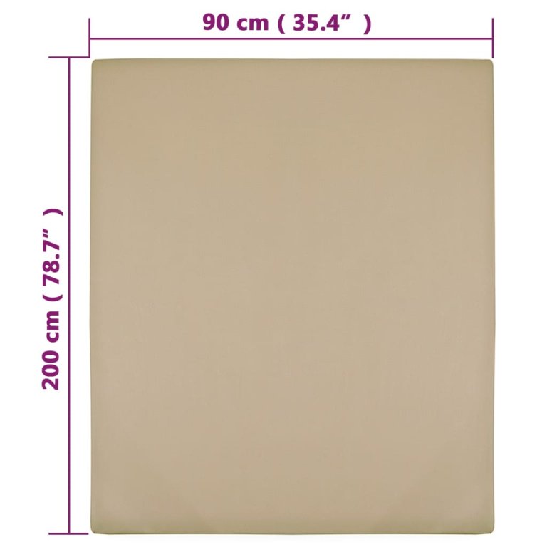 Cearșaf de pat cu elastic, gri taupe, 90x200 cm, bumbac