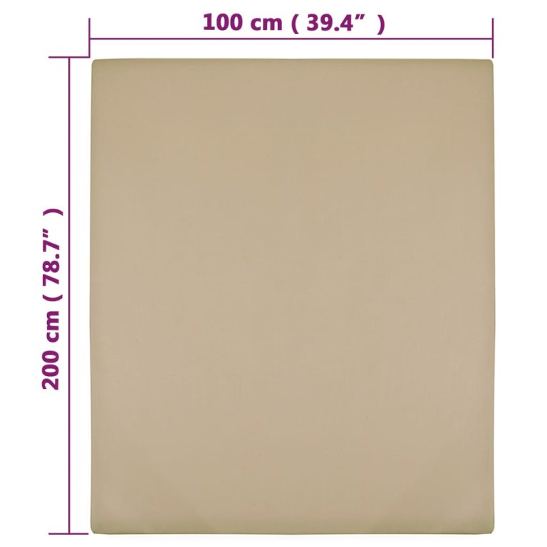 Cearșaf de pat cu elastic, gri taupe, 100x200 cm, bumbac